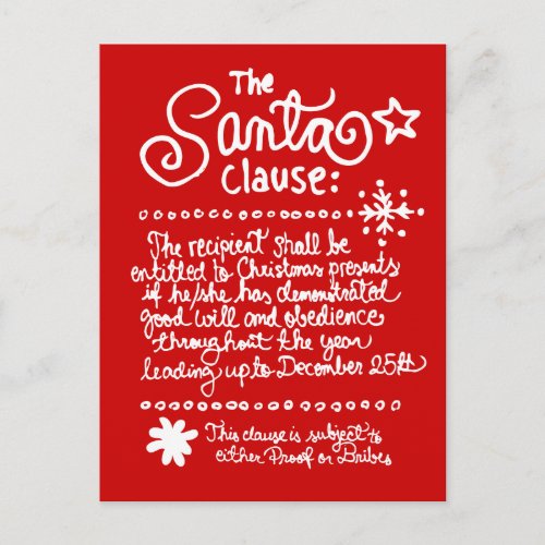 The SANTA Clause Red Holiday Postcard