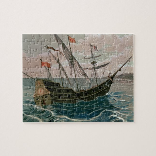 The Santa Maria Approaching the Coast of the New W Jigsaw Puzzle (Horizontal)
