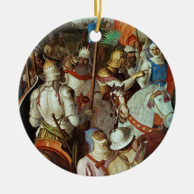 The Saracen Army outside Paris, 730-32 AD Ceramic Ornament (Front)