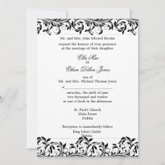 The Sarah Jane black and white wedding invitation