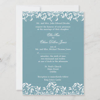 The Sarah Jane blue and white wedding invitation
