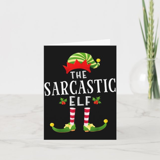 The Sarcastic Elf Christmas Matching Pajama  Card (Front)