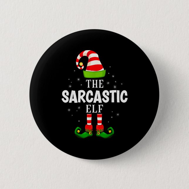 The Sarcastic Elf Christmas Pjs Matching Pajama  Button (Front)