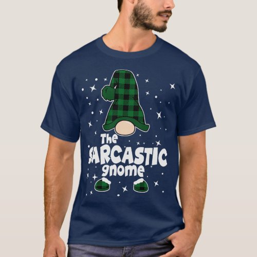 The Sarcastic Gnome Green Plaid Funny Christmas Co T_Shirt
