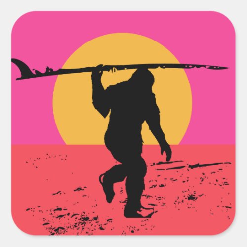 The Sasquatch Surfer Square Sticker