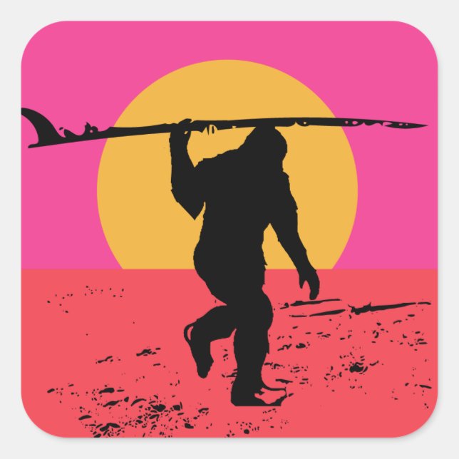 The Sasquatch Surfer Square Sticker (Front)