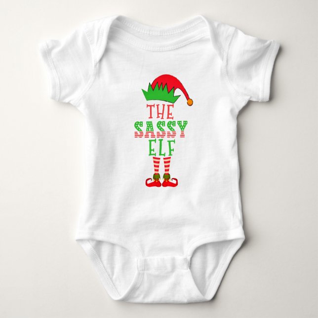 The Sassy Elf Christmas Family Matching Pajama Baby Bodysuit (Front)
