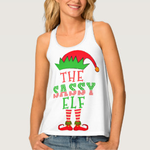 The Sassy Elf Christmas Family Matching Pajama Tank Top