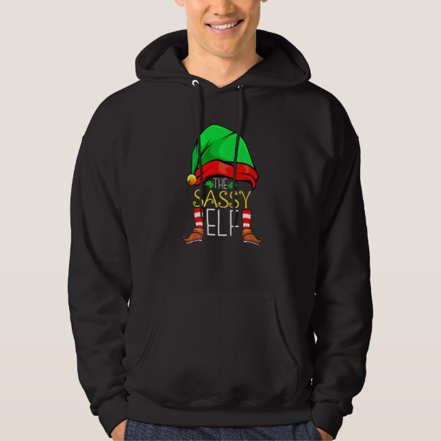 The Sassy Elf Christmas Lights Snowman Holidays Ga Hoodie (Front)