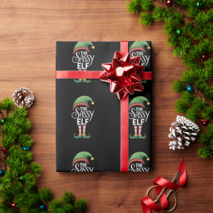 The Sassy Elf Christmas Xmas Holiday Family Wrapping Paper