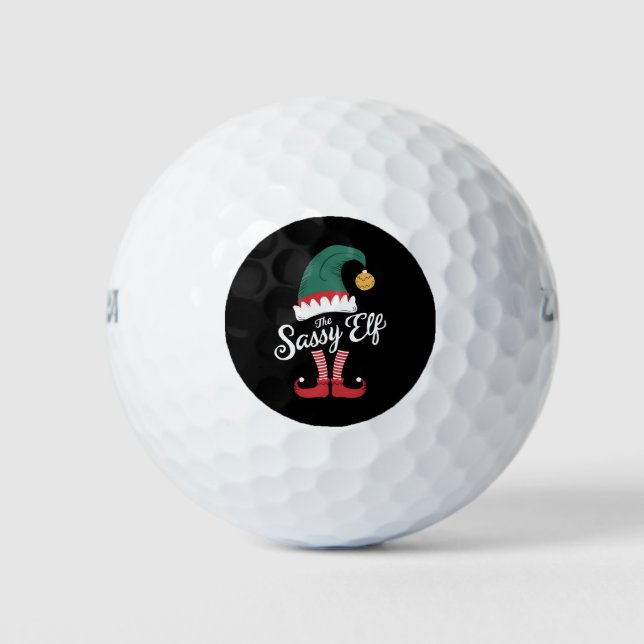 The Sassy Elf Family Matching Funny Christmas Golf Balls (Front)
