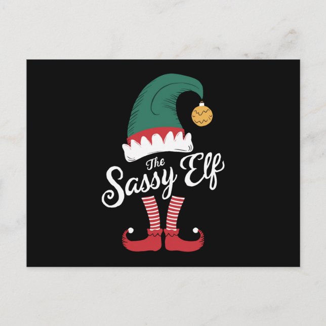 The Sassy Elf Family Matching Funny Christmas Holiday Postcard (Front)