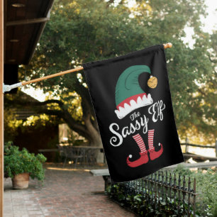The Sassy Elf Family Matching Funny Christmas House Flag