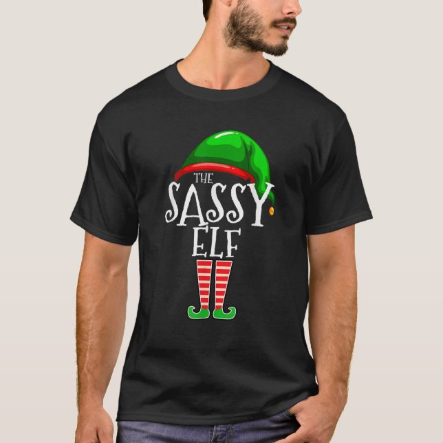 The Sassy Elf Family Matching Group Christmas Gift T-Shirt (Front)