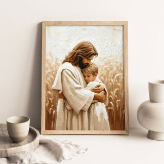 The Savior and the Boy, Christian Wall Art, Jesus Poster