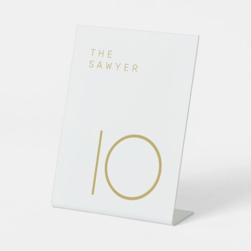 The Sawyer 10 Gold and White Table Number Pedestal Sign