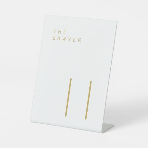 The Sawyer 11 Gold and White Table Number  Pedestal Sign