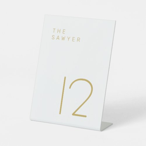 The Sawyer 12 Gold and White Table Number Pedestal Sign