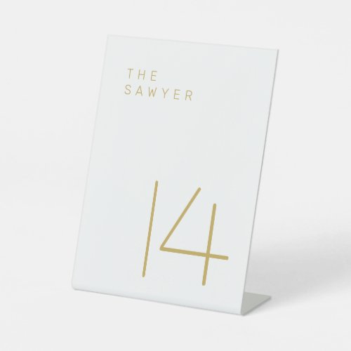 The Sawyer 14 Gold and White Table Number Pedestal Sign