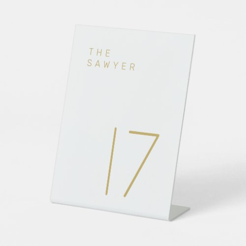 The Sawyer 17 Gold and White Table Number Pedestal Sign