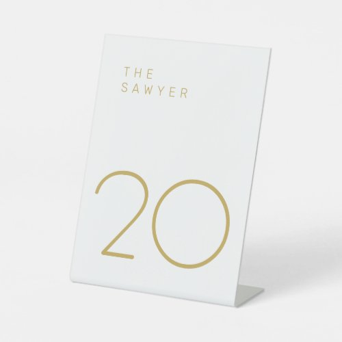 The Sawyer 20 Gold and White Table Number Pedestal Sign