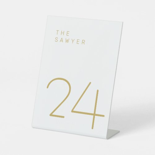 The Sawyer 24 Gold and White Table Number Pedestal Sign