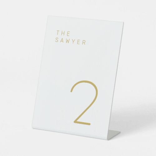 The Sawyer 2 Gold and White Table Number Pedestal Sign
