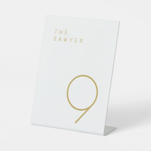 The Sawyer 9 Gold and White Table Number Pedestal Sign