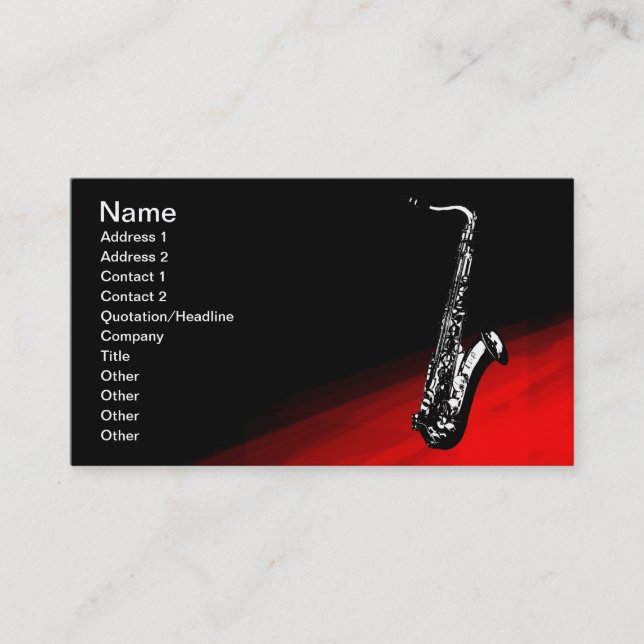The Saxophone Business Card (Front)