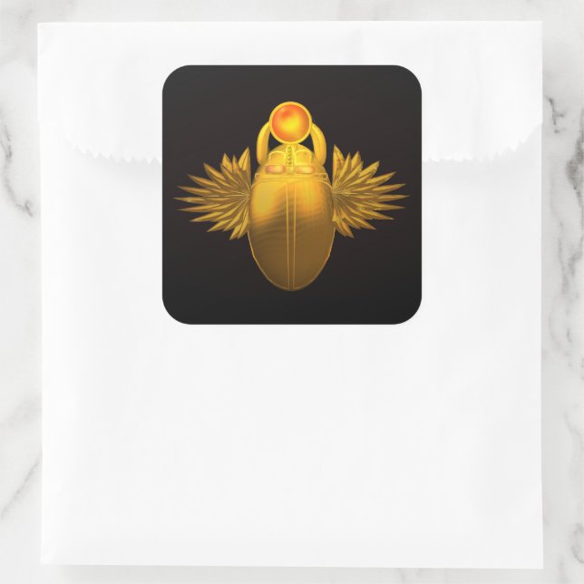 The scarab beetle ,Egyptian symbols Square Sticker (Bag)