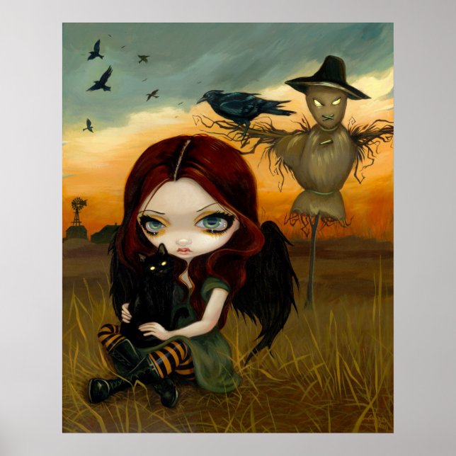 The Scarecrow gothic fairy cat halloween Art Print (Front)