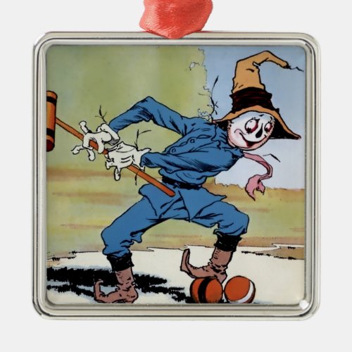 The Scarecrow Plays Croquet by John R Neill Metal Ornament