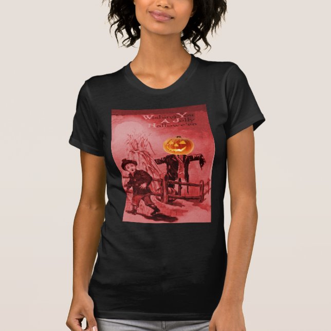 The Scarecrow (Vintage Halloween Card) T-Shirt (Front)