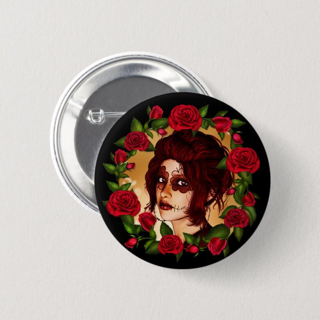 The Scarlet Sugar Doll Button (Front & Back)