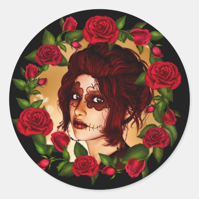 The Scarlet Sugar Doll Classic Round Sticker (Front)