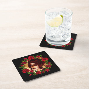 The Scarlet Sugar Doll Square Paper Coaster