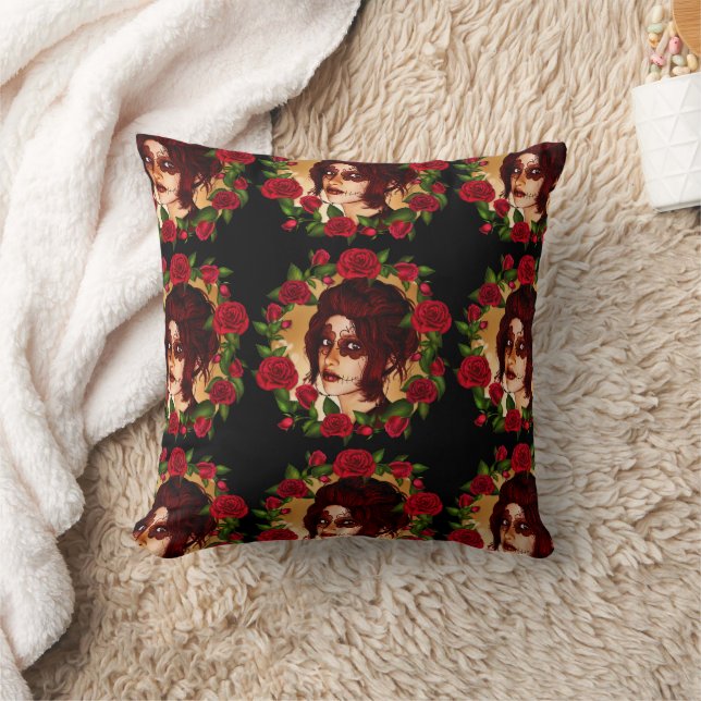 The Scarlet Sugar Doll Throw Pillow (Blanket)