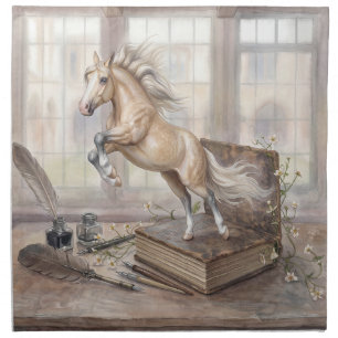 The Scholar Horse Leaping from a Book Cloth Napkin