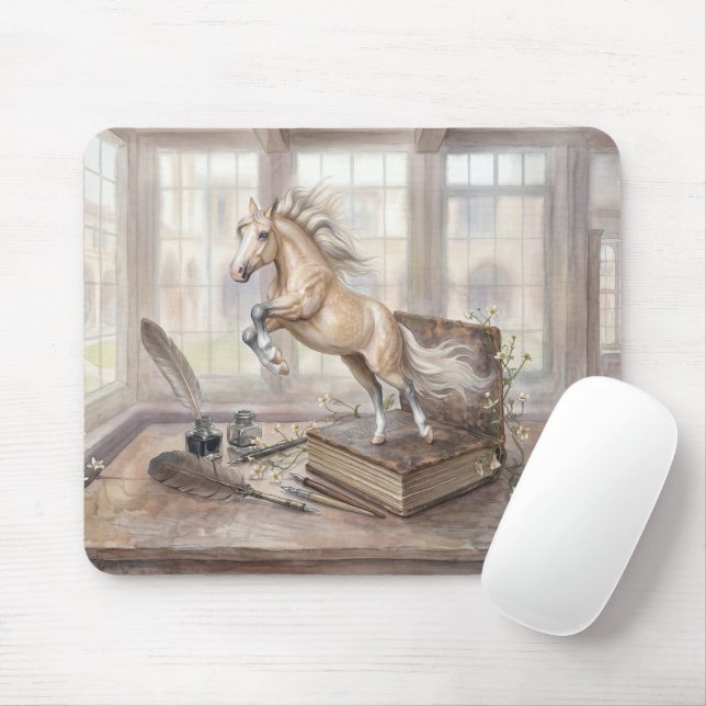 The Scholar Horse Leaping from a Book Mouse Pad (With Mouse)