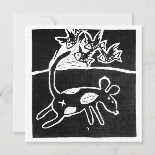 The School Above linocut Invitation