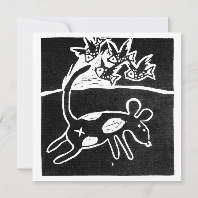 The School Above linocut Invitation (Front)
