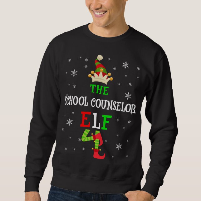 The School Counselor Elf Christmas Elf Matching Fa Sweatshirt (Front)