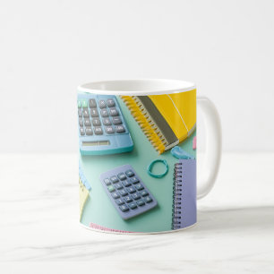The school supply set includes pastel-colored coffee mug