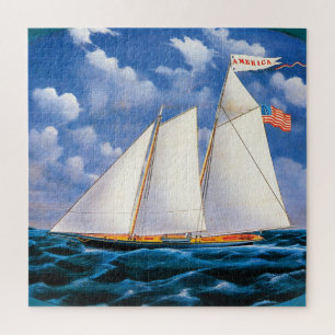 The Schooner Yacht "America" by James Bard Jigsaw Puzzle