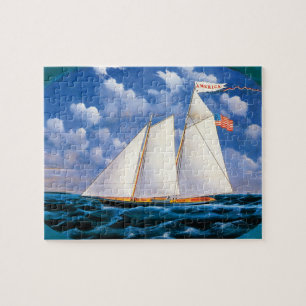 The Schooner Yacht "America" by James Bard Jigsaw Puzzle