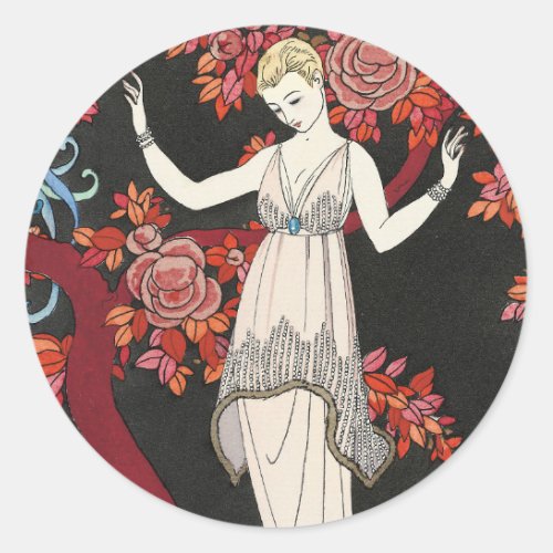 The Science Tree Evening Dress _ George Barbier Classic Round Sticker
