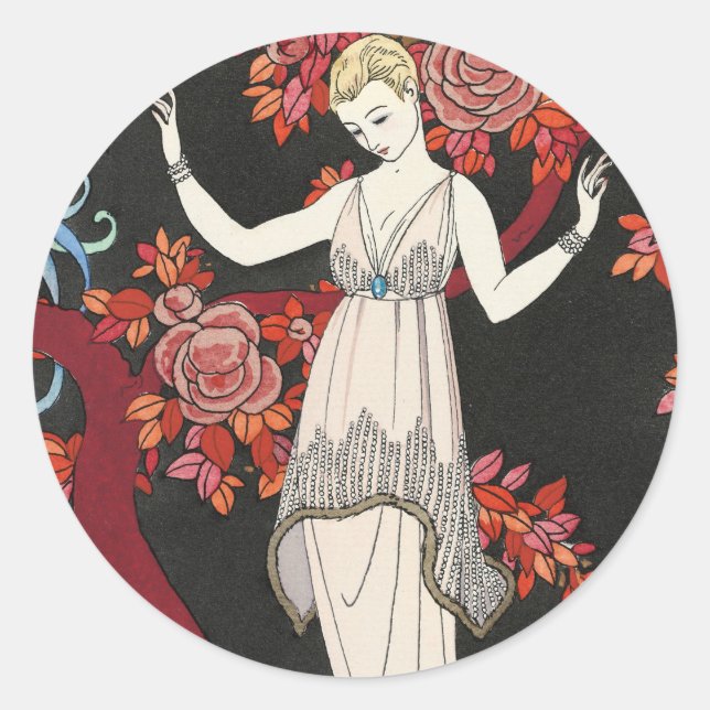 The Science Tree Evening Dress - George Barbier Classic Round Sticker (Front)