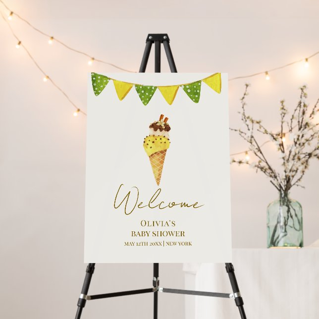 The Scoop Ice Cream Baby Shower Welcome Sign (In Situ (Stand))