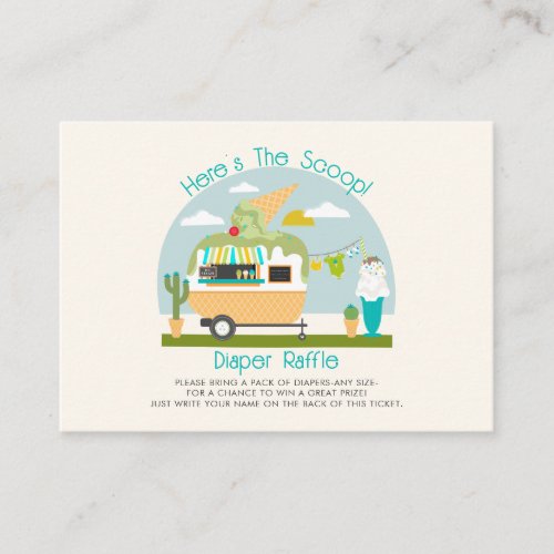 The Scoop Ice Cream Boy Baby Shower Diaper Raffle Enclosure Card