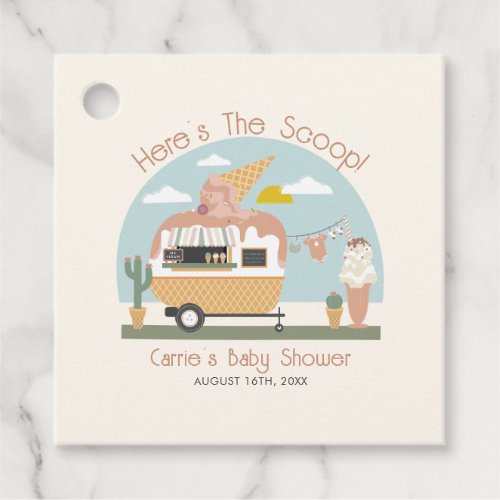 The Scoop Ice Cream Camper Light Pink Baby Shower Favor Tags